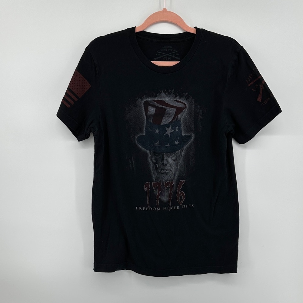 Grunt Style Military Veteran Patriotic 100cotton Black Patriotic Graphic Tee SzM